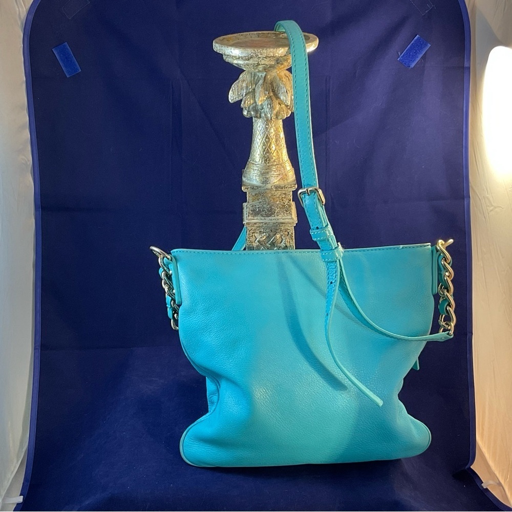 Kate Spade Butter Soft Turquoise Pebble Leather Crossbody Bag Silver Accents - Picture 4 of 14